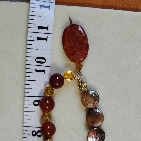 🎃HAND CRAFTED CARNELIAN AND COIN PEARL NECKLACE🎃 - Picture 7 of 7